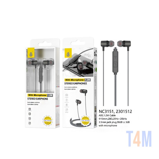 ONEPLUS EARPHONES NC3151 NE WITH MICROPHONE AND MULTIFUNCTIONAL BUTTON 1.2M BLACK